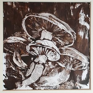 Group of monoprint mushrooms