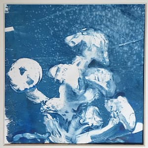 monoprint of dancing mushrooms