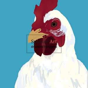 White chicken fwith a red crest