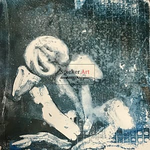 monoprint, mushrooms