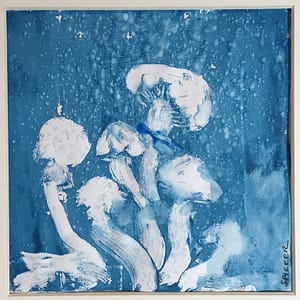 monoprint of mushrooms
