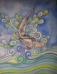 northwest art jumping fish watercolor pencil