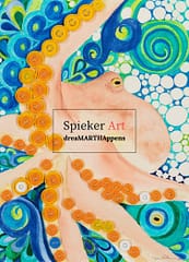 octopus, vial caps watercolor, watercolor pencils, ocean , sea