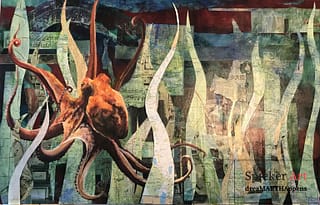 octopus settling in amongst the kelp