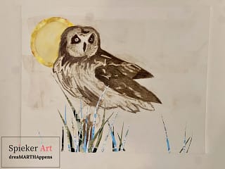 brown monotype of short earred owl