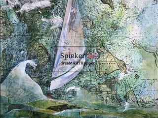 collage/painting of a boat sailing in the waves