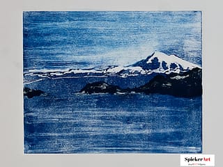 Blue Monotype of Mt Baker