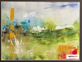 watercolor abstract of a green meadow