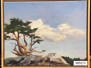 oil painting of tree at iceberg pt