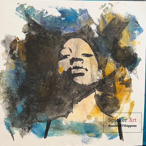 charcoal portrait of a young woman looking down