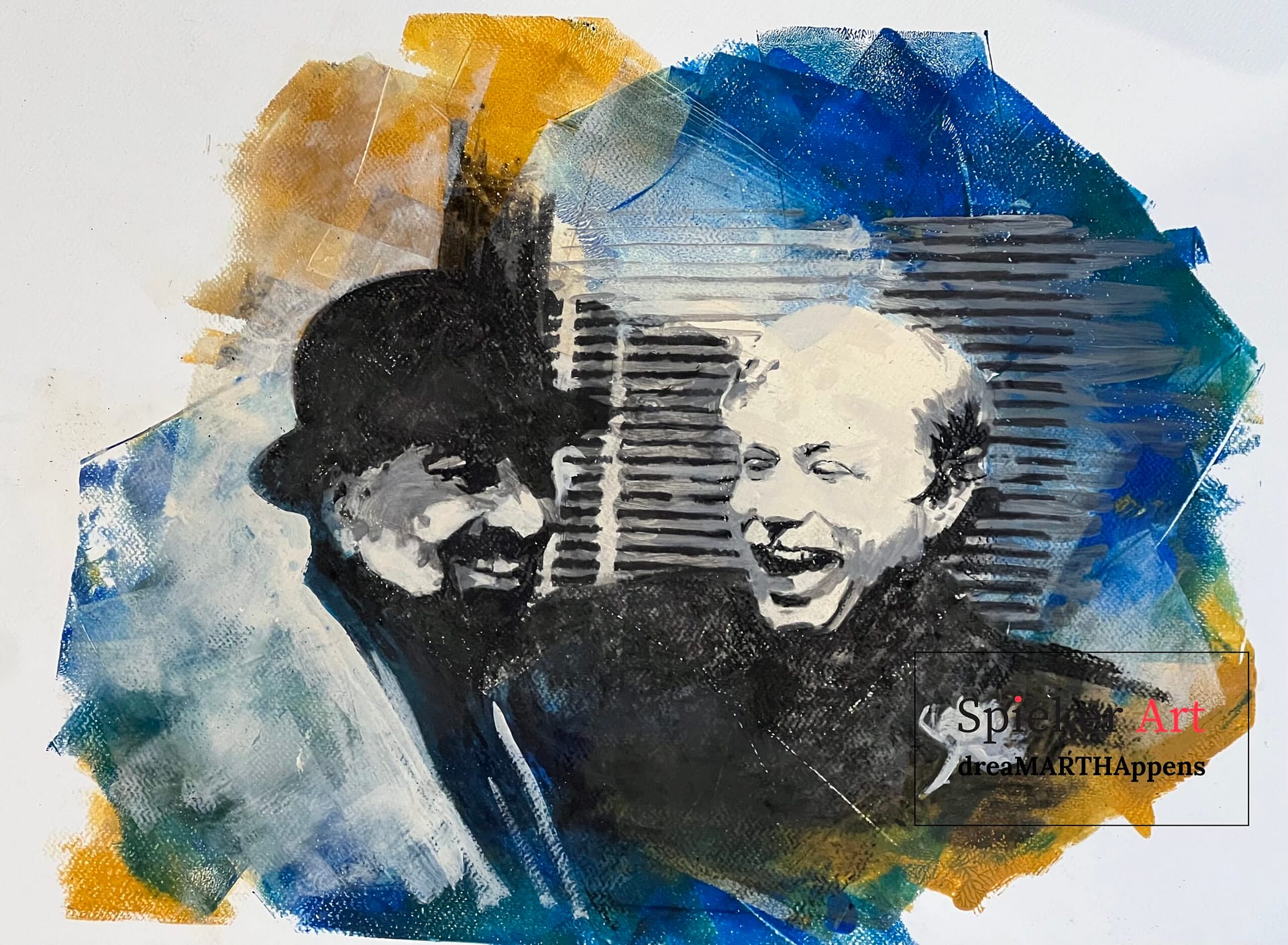 a mixed media piece of Robert and Ron on their Wedding day