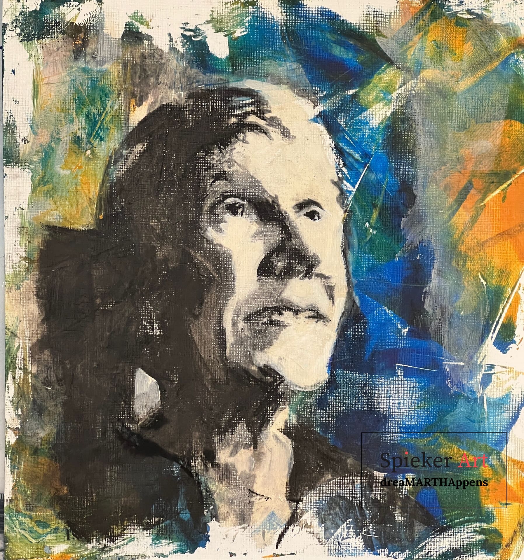 portrait of a woman looking up charcoal drawing