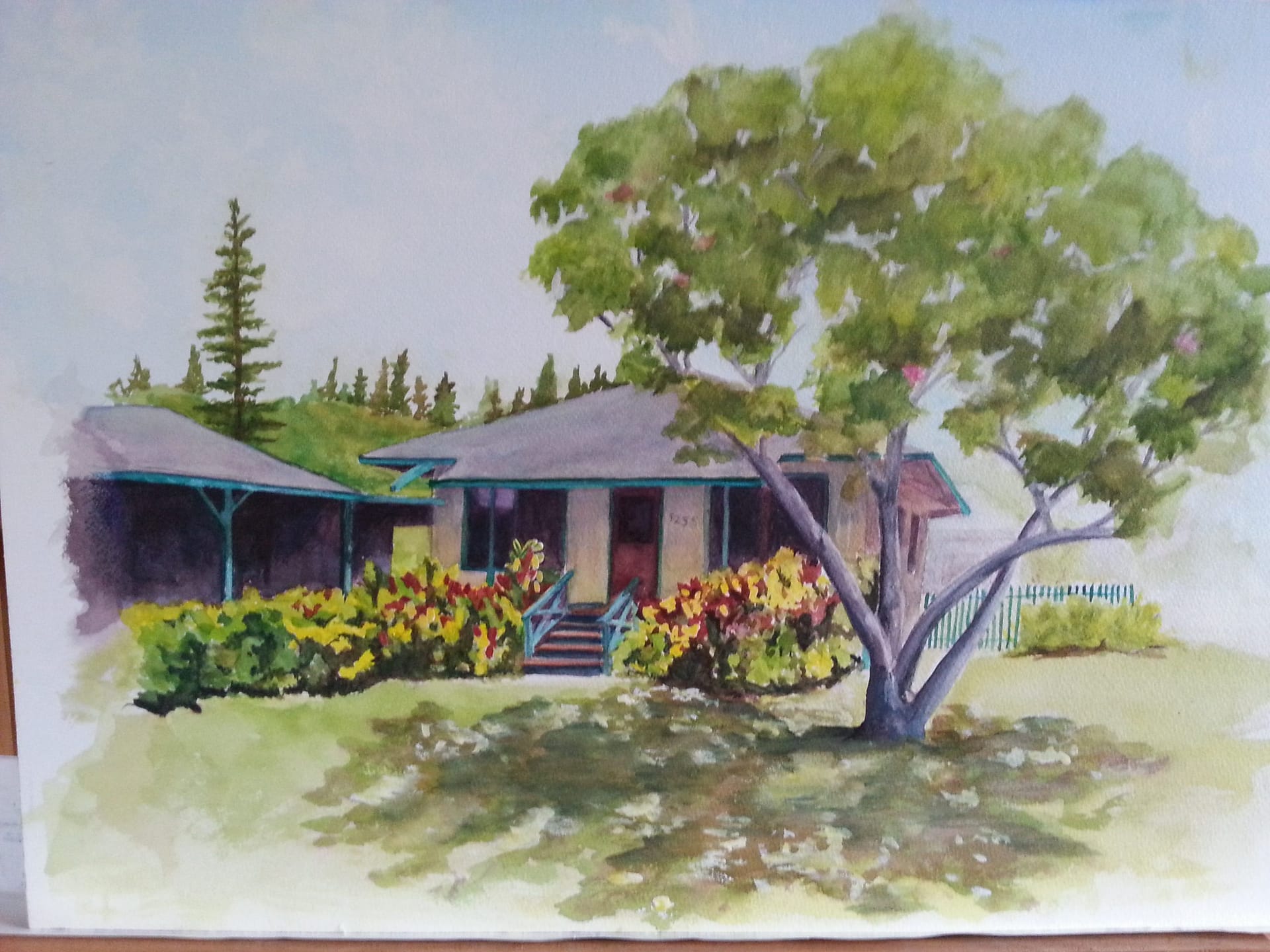 Watercolor Lanai plantation house